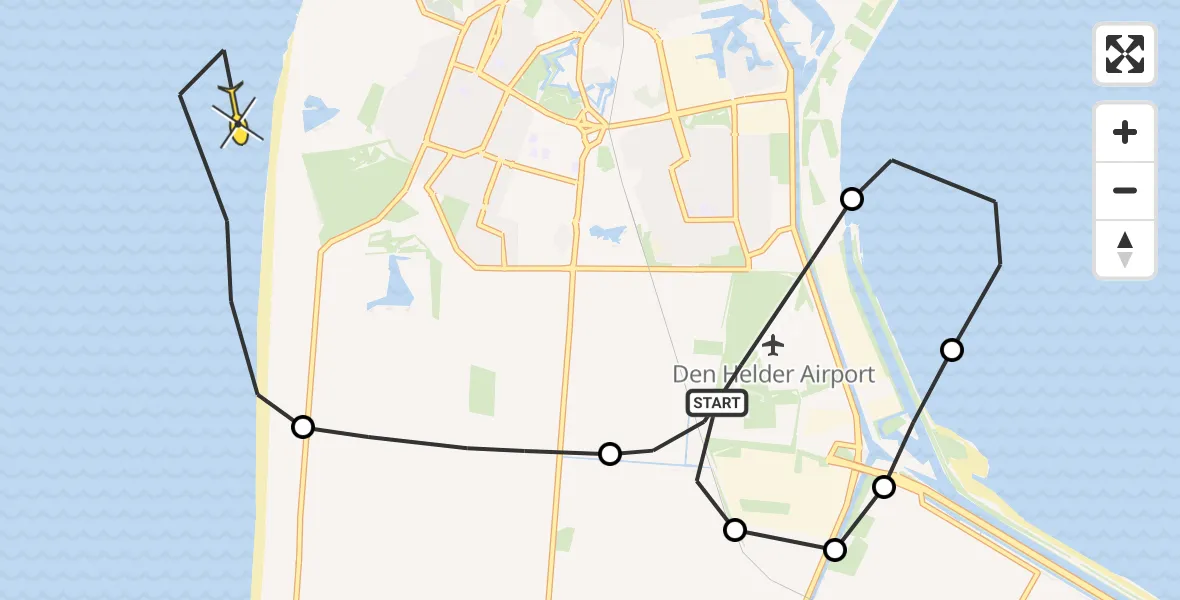 Routekaart van de vlucht: Kustwachthelikopter naar Den Helder, Mastenmakersweg