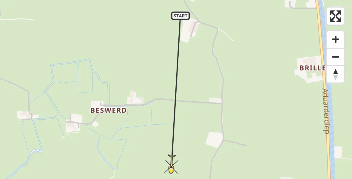 Routekaart van de vlucht: Ambulancehelikopter naar Feerwerd, Meedenerweg