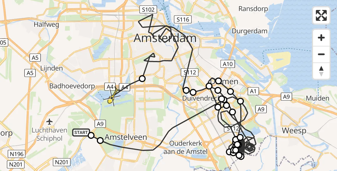 Routekaart van de vlucht: Politieheli naar Amsterdam, Bosrandweg