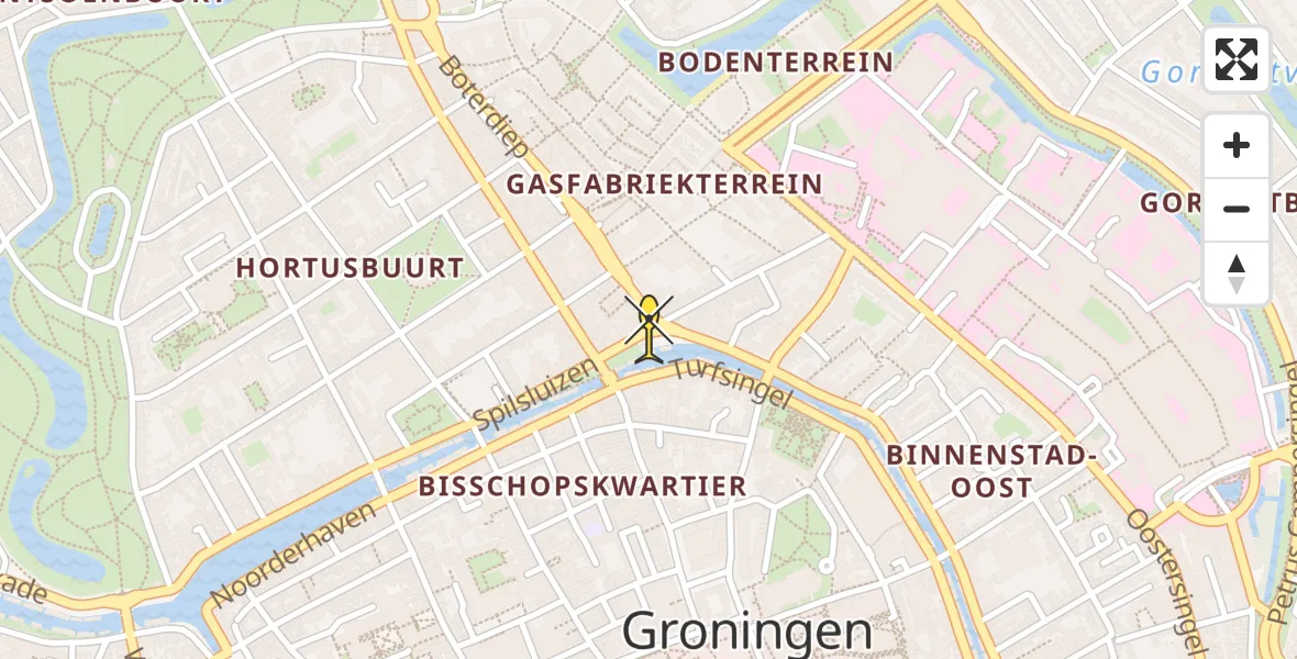 Vluchtroute Ambulancehelikopter van Universitair Medisch Centrum Groningen naar Universitair Medisch Centrum Groningen