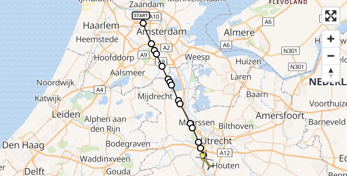 Routekaart van de vlucht: Lifeliner 1 naar Nieuwegein, Maltaweg
