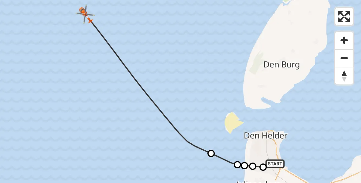 Vluchtroute Kustwachthelikopter Vliegveld De Kooy - , 12 maart 2024, 17:24