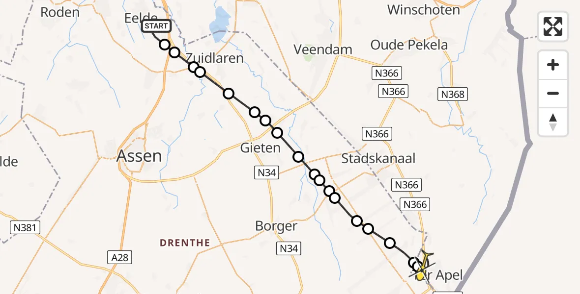 Routekaart van de vlucht: Lifeliner 4 naar Ter Apel, Breukenweg