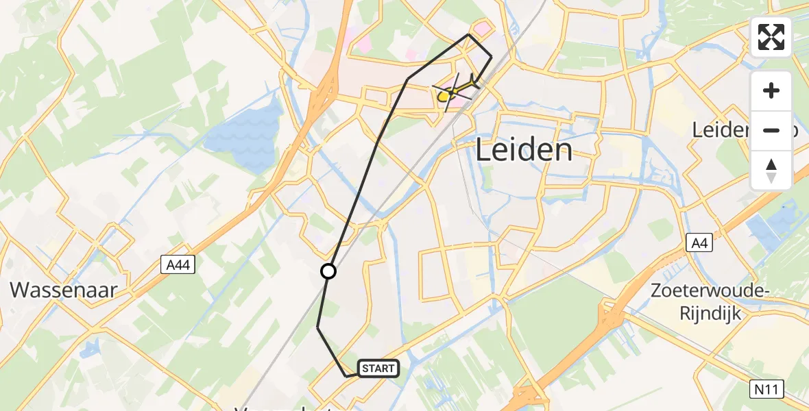 Routekaart van de vlucht: Lifeliner 2 naar Leiden, Rossinidreef