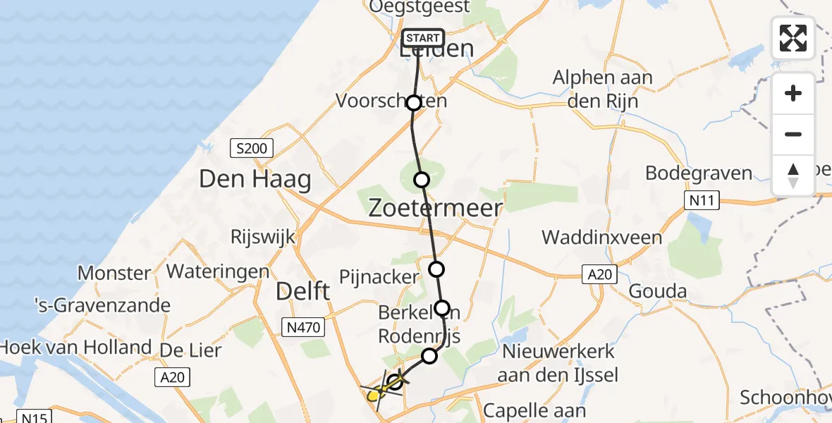 Routekaart van de vlucht: Lifeliner 2 naar Rotterdam The Hague Airport, Haagweg