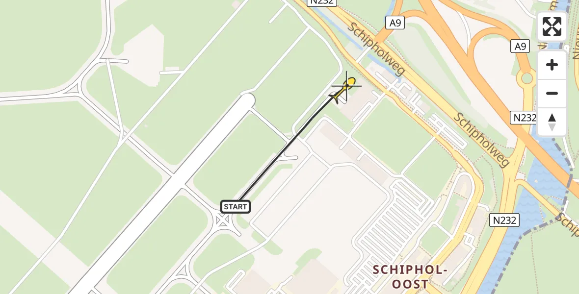 Routekaart van de vlucht: Politieheli naar Schiphol, Loevesteinse Randweg