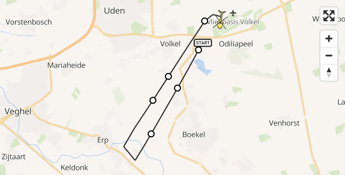 Routekaart van de vlucht: Lifeliner 3 naar Vliegbasis Volkel, Heikantstraat