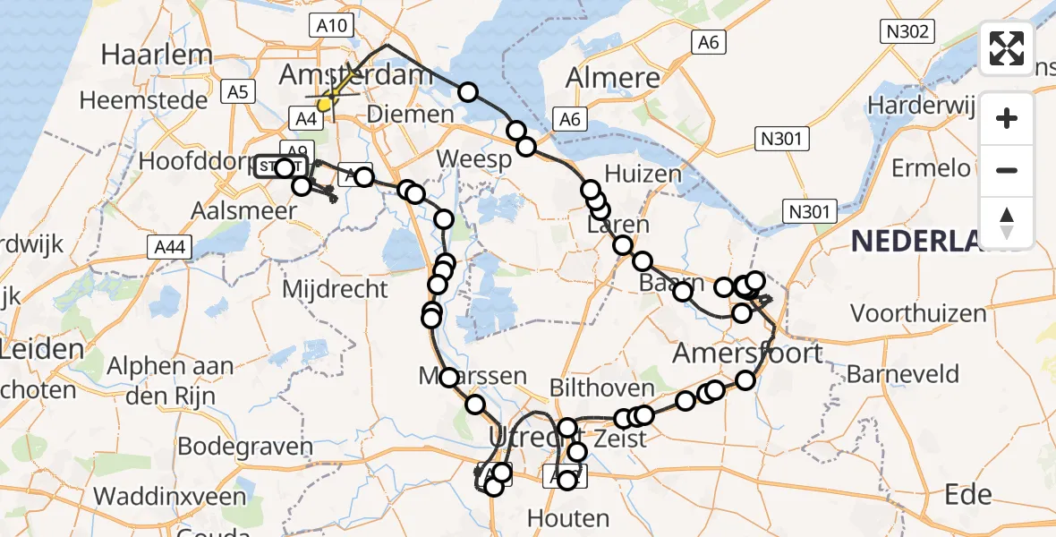 Routekaart van de vlucht: Politieheli naar Amsterdam, Rietwijkeroordweg