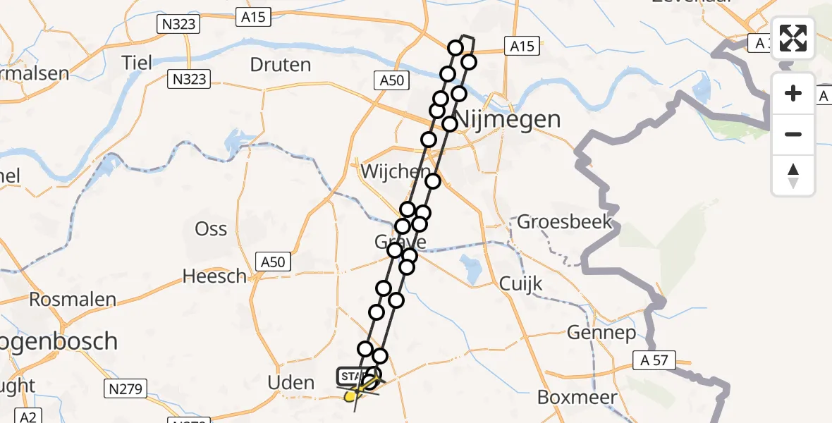 Routekaart van de vlucht: Lifeliner 3 naar Vliegbasis Volkel, Nieuweweg