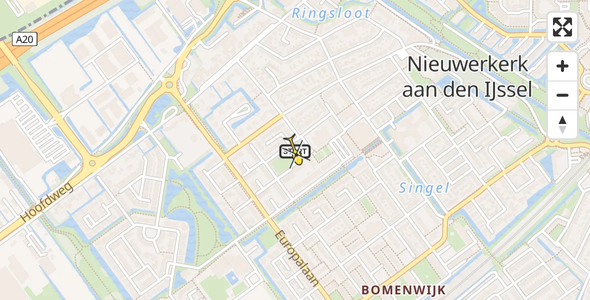 Routekaart van de vlucht: Traumahelikopter naar Nieuwerkerk aan den IJssel, Kamerlingh Onnesstraat