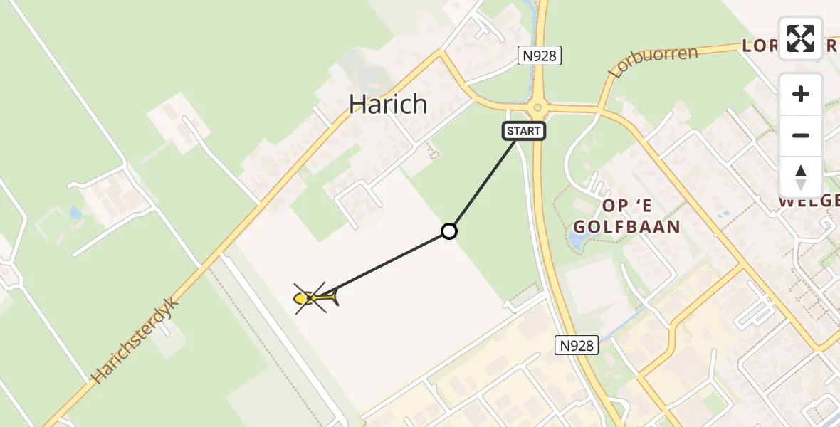Routekaart van de vlucht: Traumaheli naar Harich, Tsjerkepaed
