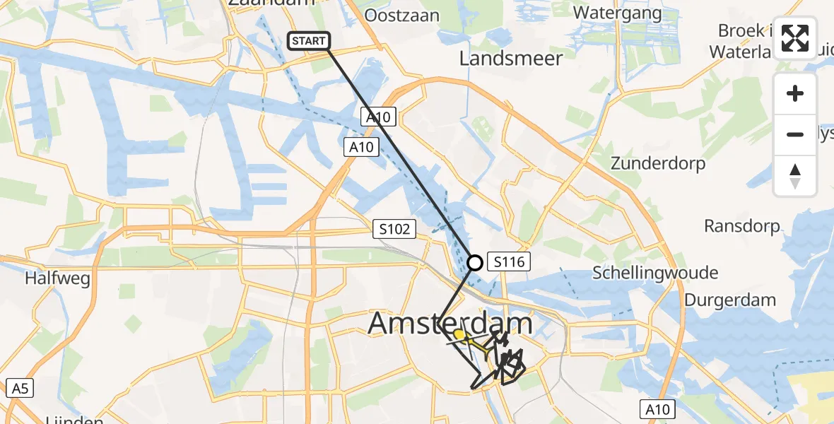 Routekaart van de vlucht: Politiehelikopter naar Amsterdam, Céramiquelaan