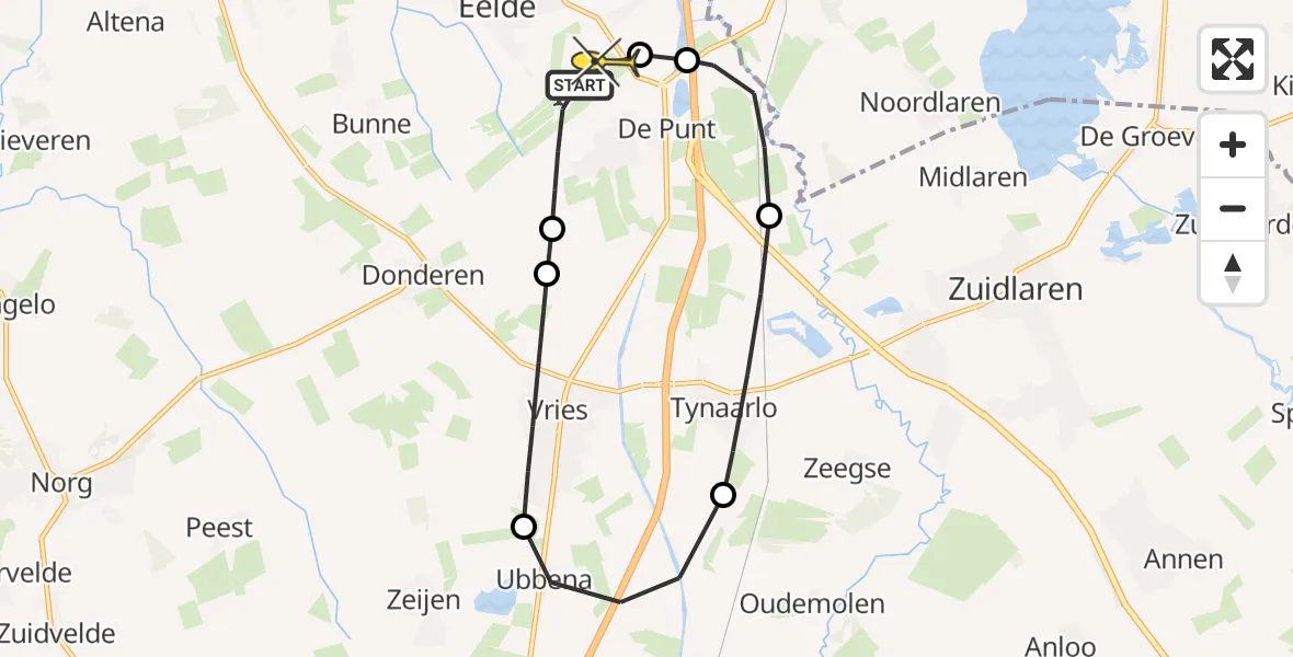 Routekaart van de vlucht: Lifeliner 4 naar Groningen Airport Eelde, Moespot
