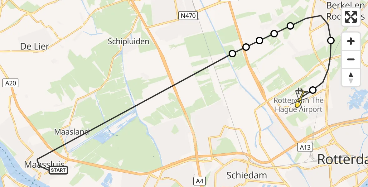 Routekaart van de vlucht: Lifeliner 2 naar Rotterdam The Hague Airport, Ankerstraat