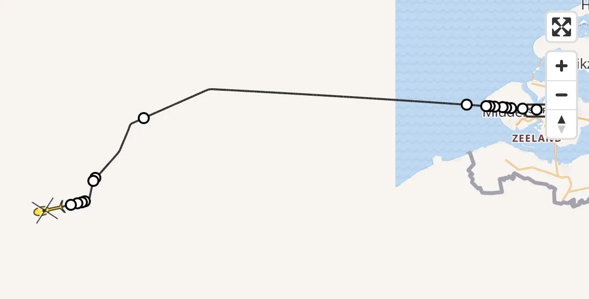 Routekaart van de vlucht: PHBSR naar Dover, Rijksweg