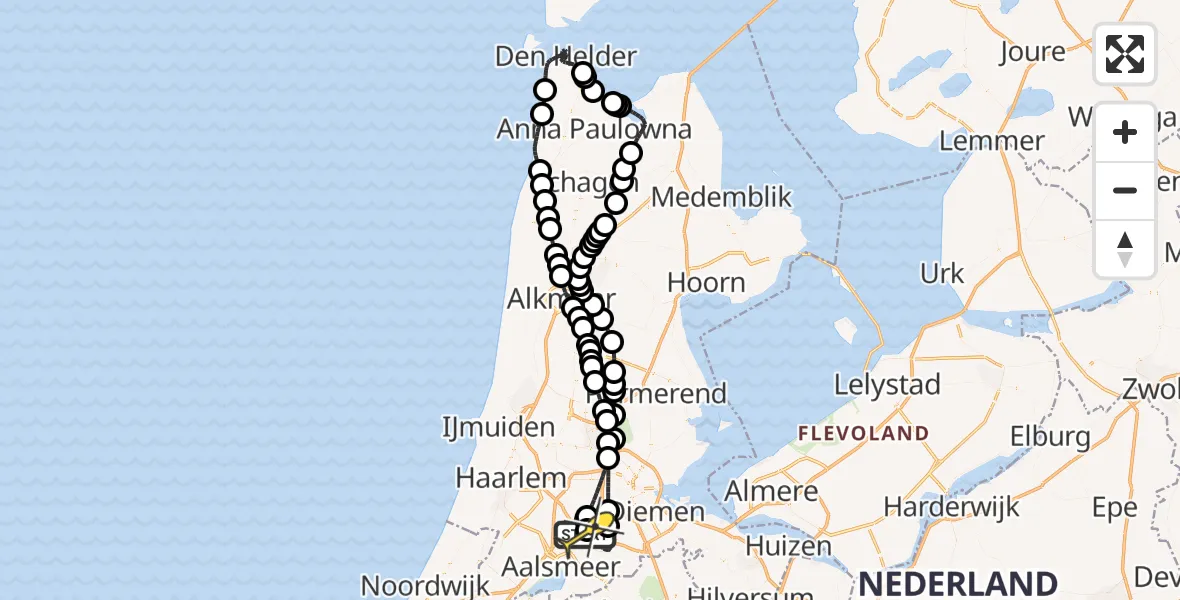 Routekaart van de vlucht: Politieheli naar Schiphol, Loevesteinse Randweg