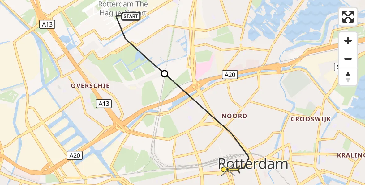 Routekaart van de vlucht: Lifeliner 2 naar Rotterdam, Cornelis Drebbelhof