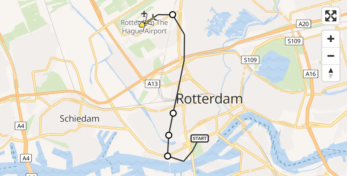 Routekaart van de vlucht: Lifeliner 2 naar Rotterdam The Hague Airport, Sint-Jobskade