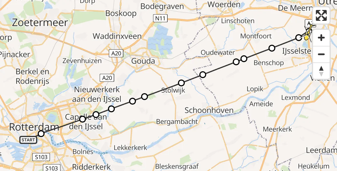 Routekaart van de vlucht: Lifeliner 2 naar Nieuwegein, Zalmhaven