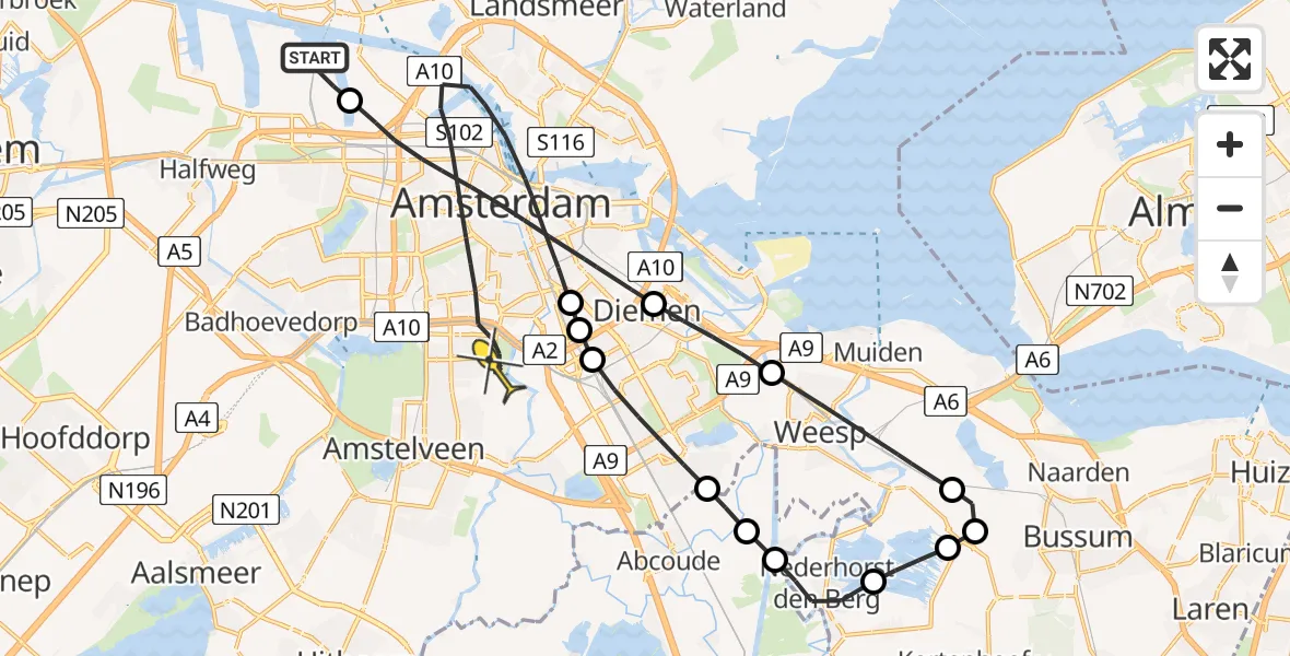 Routekaart van de vlucht: Lifeliner 1 naar Amsterdam, Maltaweg