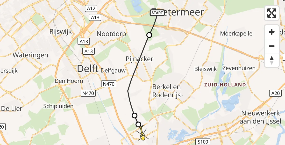 Routekaart van de vlucht: Lifeliner 2 naar Rotterdam The Hague Airport, Munnikenland