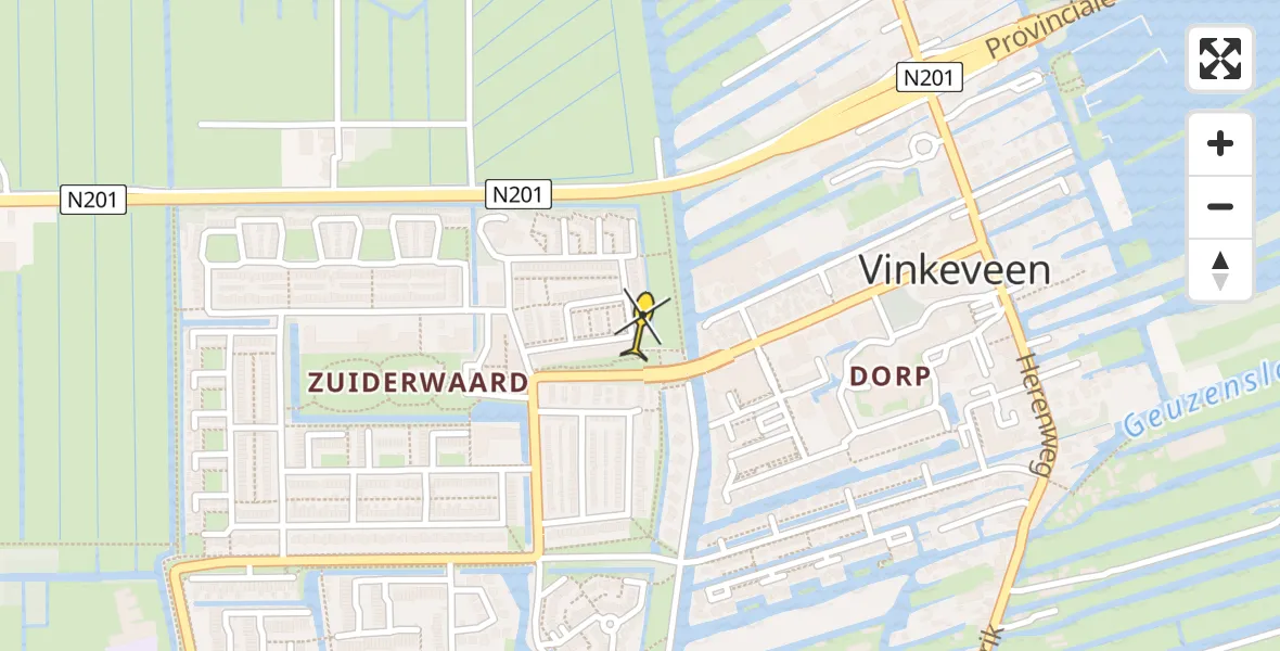 Routekaart van de vlucht: Politiehelikopter naar Vinkeveen