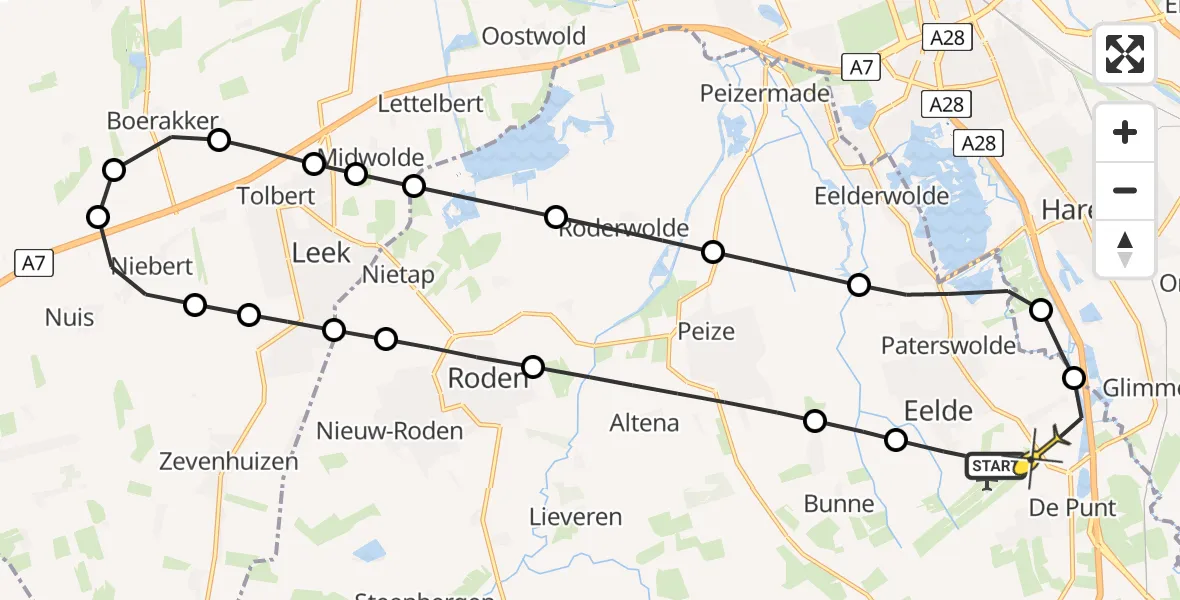 Routekaart van de vlucht: Lifeliner 4 naar Groningen Airport Eelde, Hoofdweg