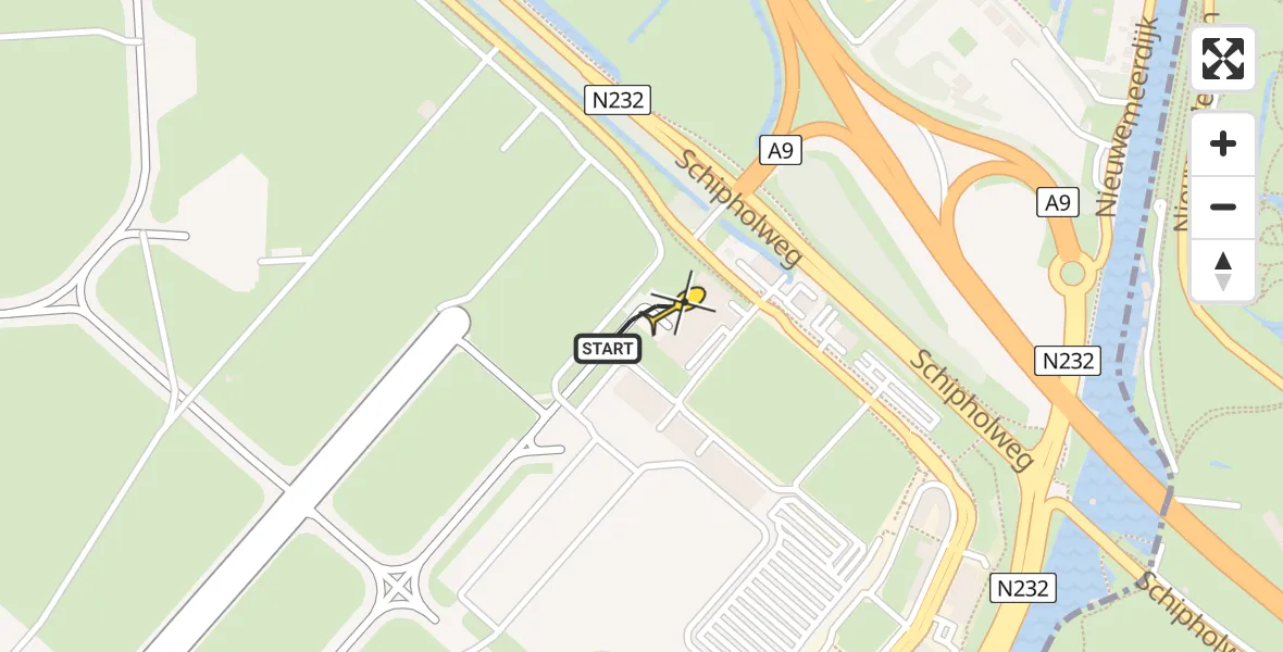 Vluchtroute Politiehelikopter van Schiphol naar Schiphol