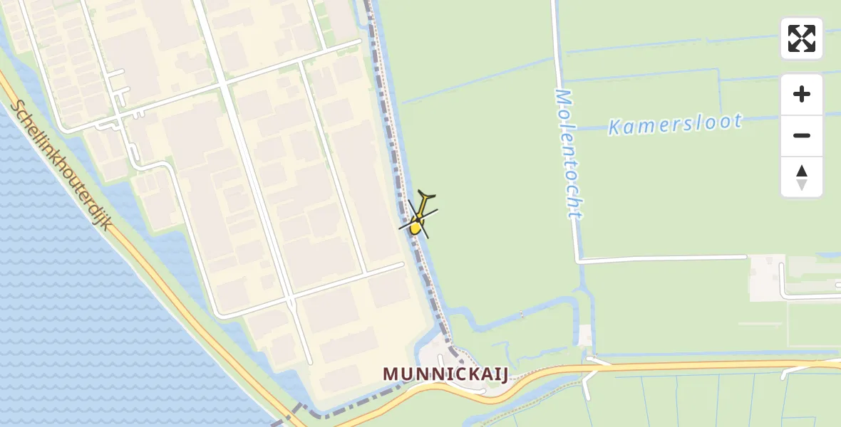 Routekaart van de vlucht: Traumahelikopter naar Schellinkhout