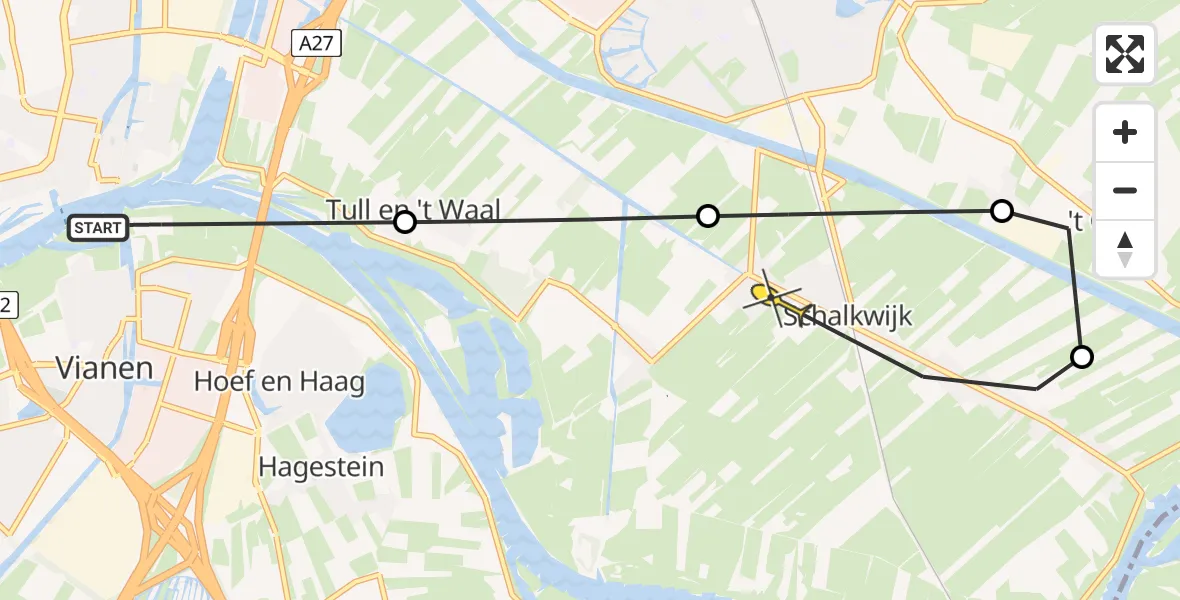 Routekaart van de vlucht: Politieheli naar Schalkwijk, Strijpweg