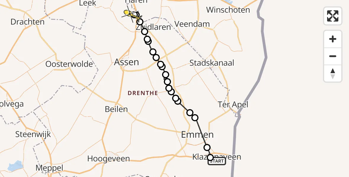 Routekaart van de vlucht: Lifeliner 4 naar Groningen Airport Eelde, Derksweg