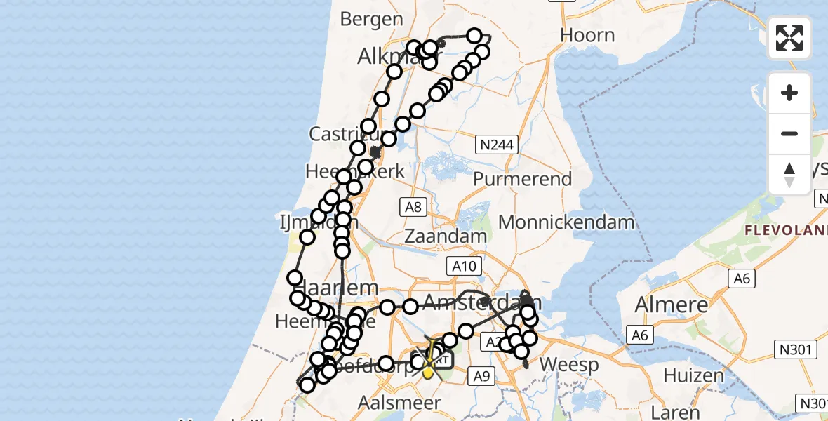 Routekaart van de vlucht: Politieheli naar Schiphol, Loevesteinse Randweg