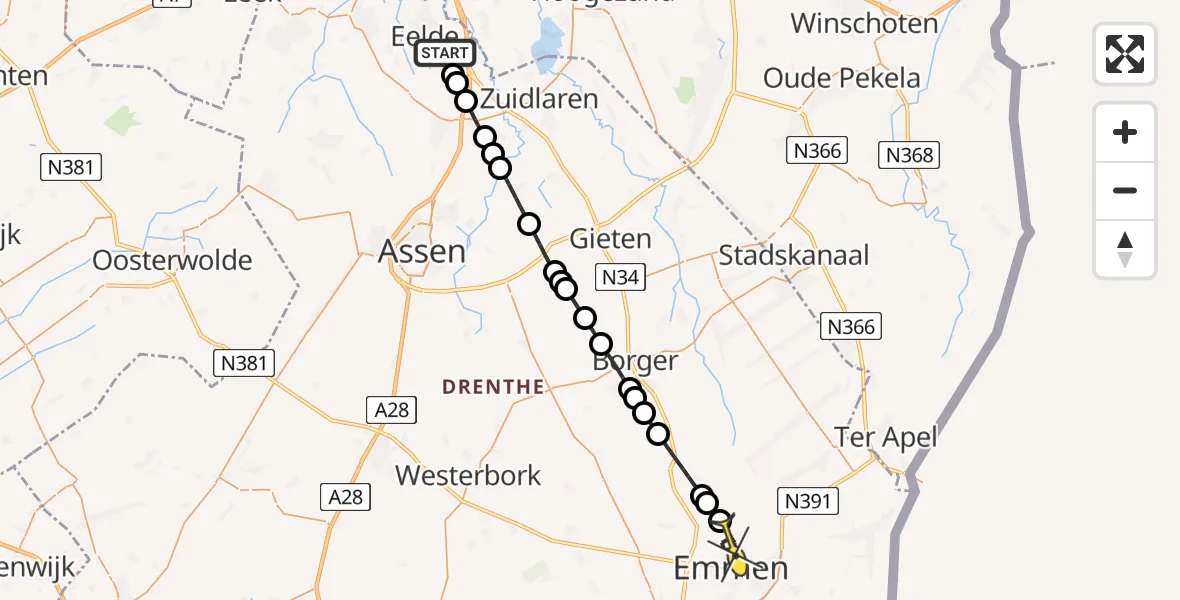 Routekaart van de vlucht: Lifeliner 4 naar Emmen, Brink