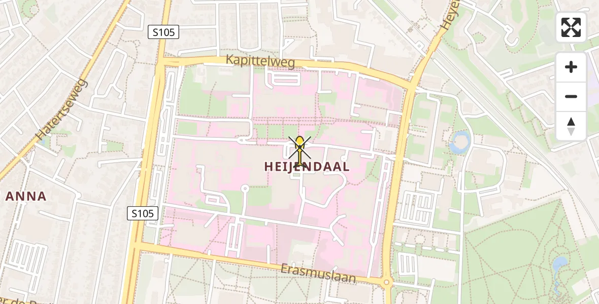 Vluchtroute Traumahelikopter van Radboud Universitair Medisch Centrum naar Radboud Universitair Medisch Centrum