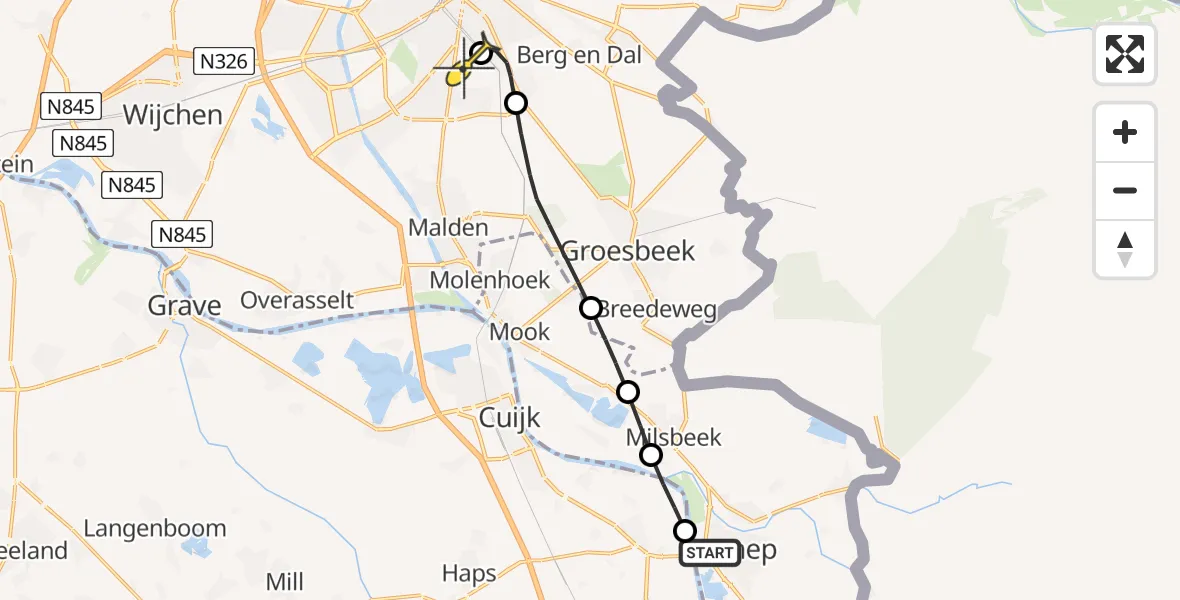 Routekaart van de vlucht: Lifeliner 3 naar Radboud Universitair Medisch Centrum, Kleinestraat