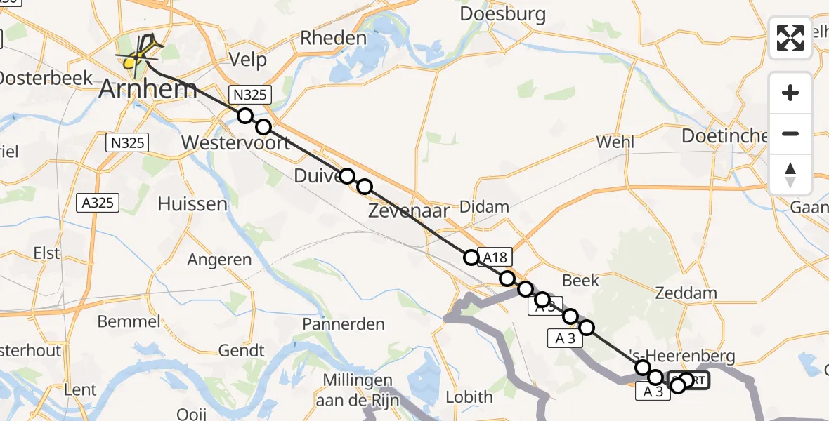 Routekaart van de vlucht: Lifeliner 3 naar Arnhem, De Gaarde