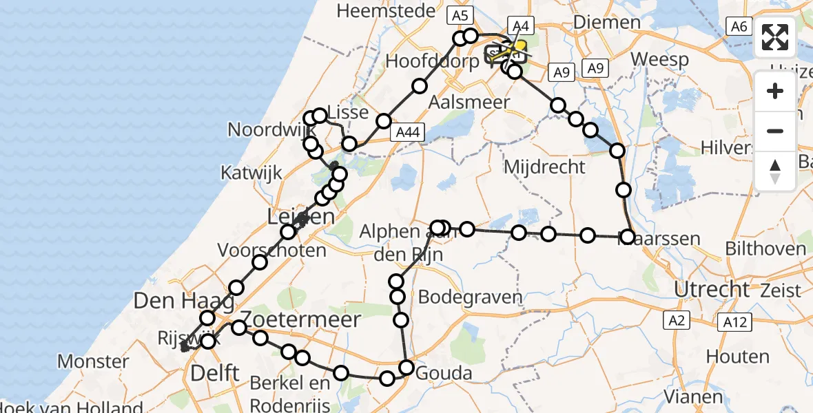 Routekaart van de vlucht: Politieheli naar Schiphol, Kemajoranstraat