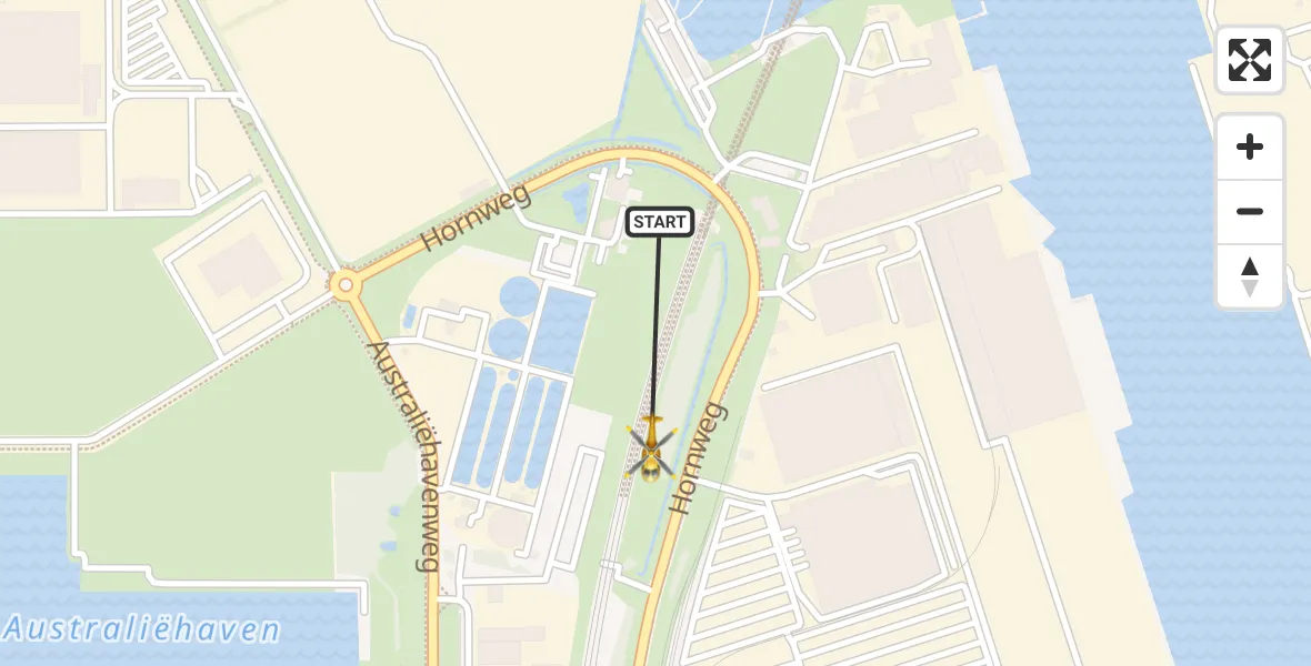 Vluchtroute Traumahelikopter van Amsterdam Heliport naar Amsterdam Heliport