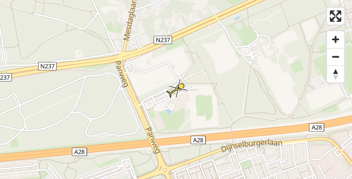 Routekaart van de vlucht: Traumahelikopter naar Zeist