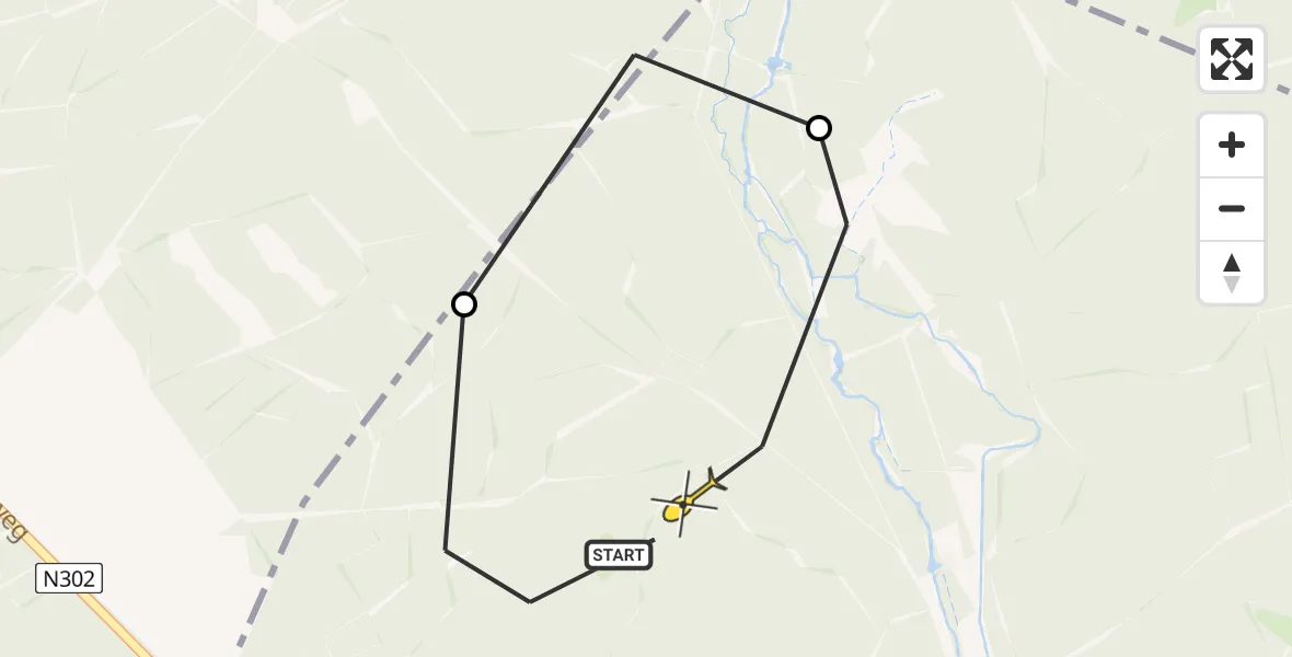 Routekaart van de vlucht: Politiehelikopter naar Ermelo, Beekhuizerweg