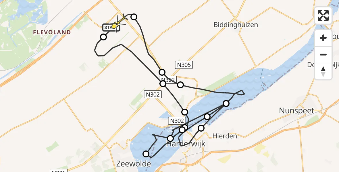 Routekaart van de vlucht: Traumahelikopter naar Lelystad Airport, Eendenweg