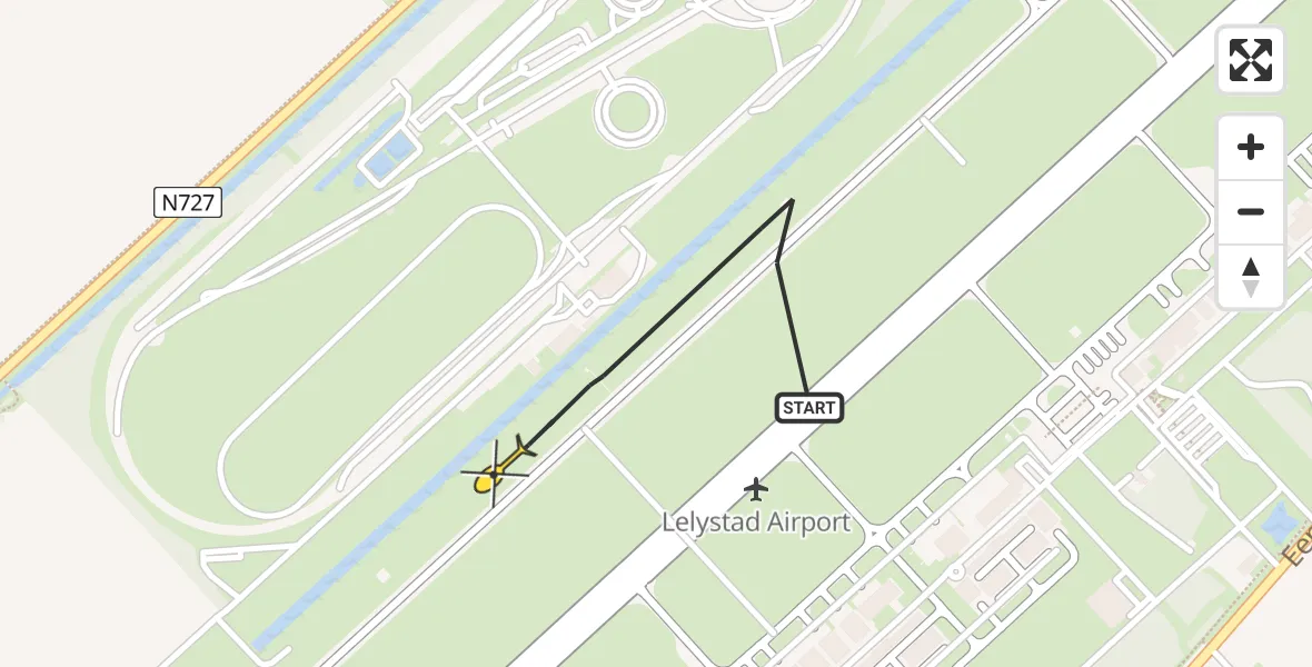 Routekaart van de vlucht: Traumahelikopter naar Lelystad Airport, RDW-testbaan