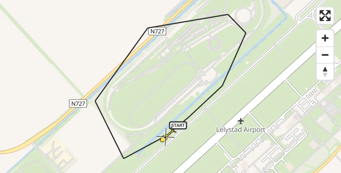 Routekaart van de vlucht: Traumahelikopter naar Lelystad Airport, Meerkoetentocht