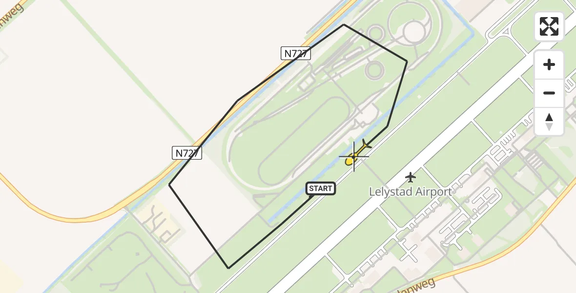 Routekaart van de vlucht: Traumahelikopter naar Lelystad Airport, Talingweg