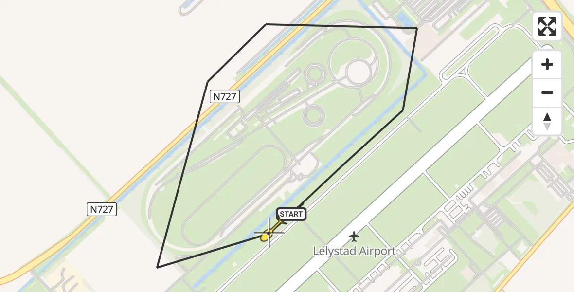 Routekaart van de vlucht: Traumahelikopter naar Lelystad Airport, Meerkoetentocht