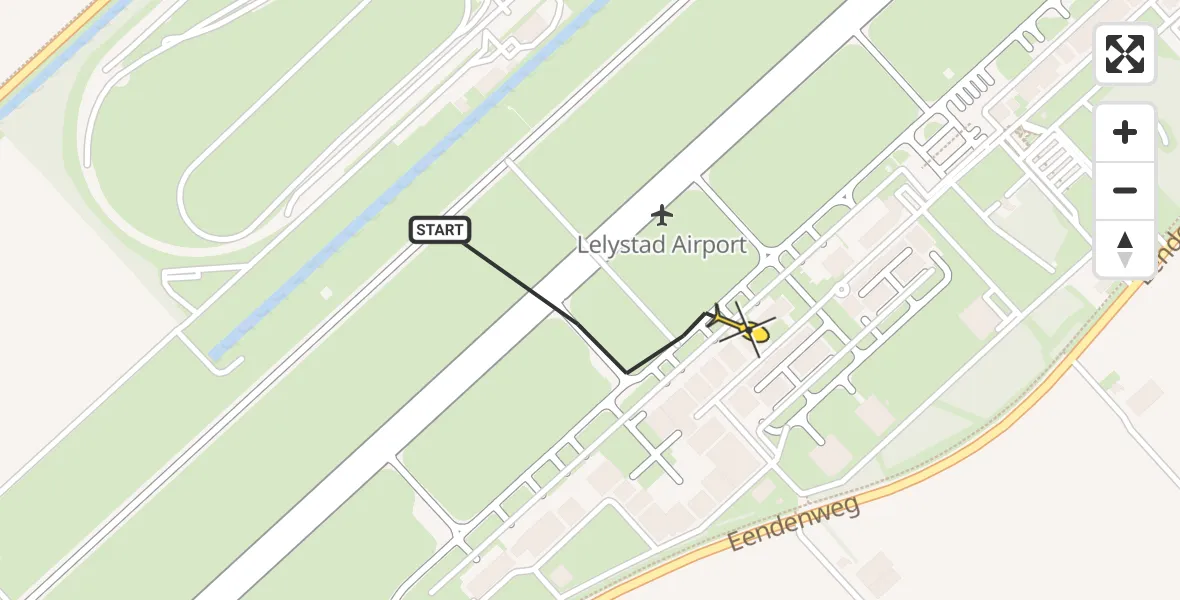 Routekaart van de vlucht: Traumahelikopter naar Lelystad Airport, Flamingoweg
