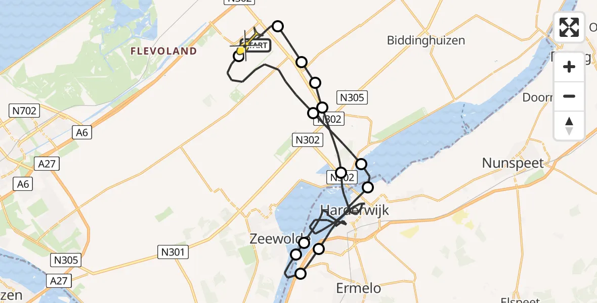 Routekaart van de vlucht: Traumahelikopter naar Lelystad Airport, Eendenweg