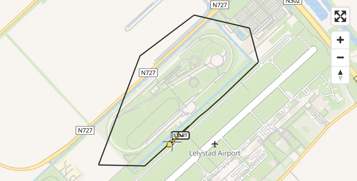 Routekaart van de vlucht: Traumahelikopter naar Lelystad Airport, RDW-testbaan