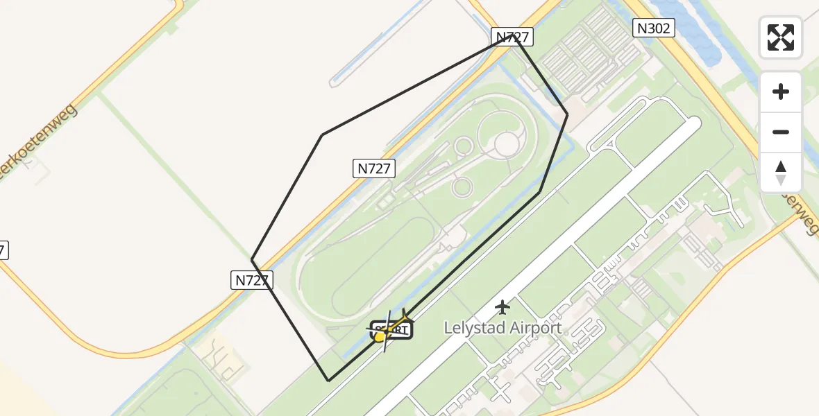 Routekaart van de vlucht: Traumahelikopter naar Lelystad Airport, Talingweg