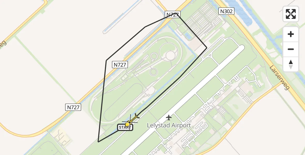 Routekaart van de vlucht: Traumaheli naar Lelystad Airport, Meerkoetentocht